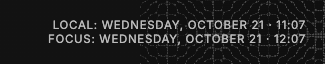 The Home page banner showing Local and Focus times an hour apart
