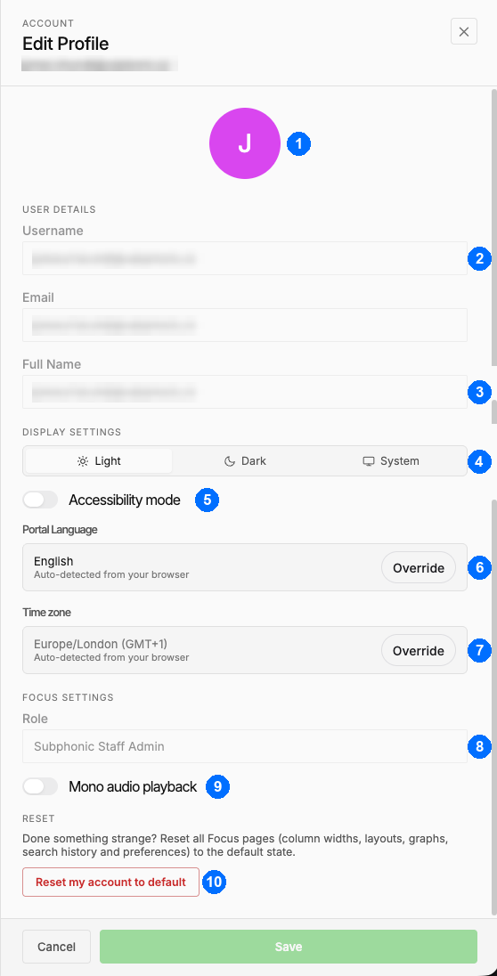 Profile edit screen